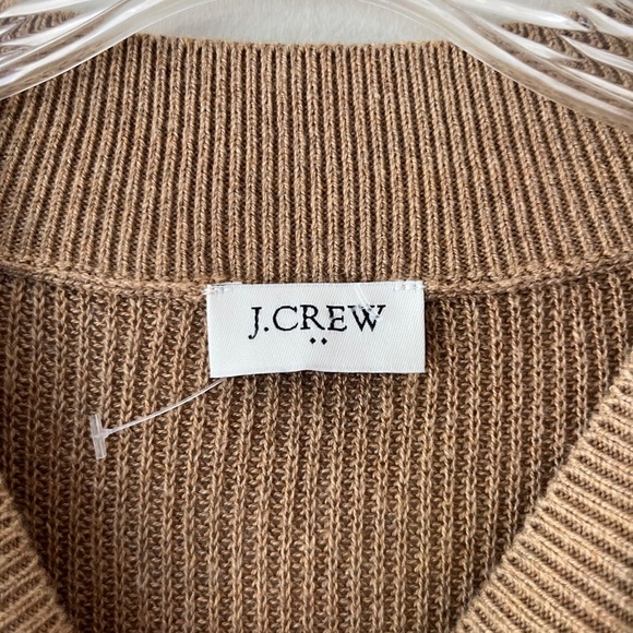 J.CREW One Size Tan White Mock Neck Poncho Stripe Pullover Sweater Cover Up - Picture 3 of 9